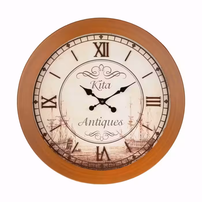 ساعت دیواری چوبی و چرم مدل آنتیک کد 705