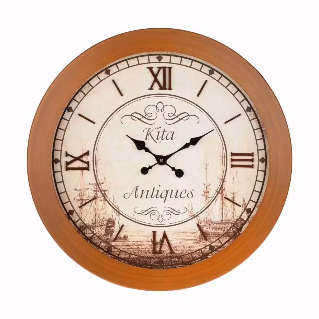 ساعت دیواری چوبی و چرم مدل آنتیک کد 705