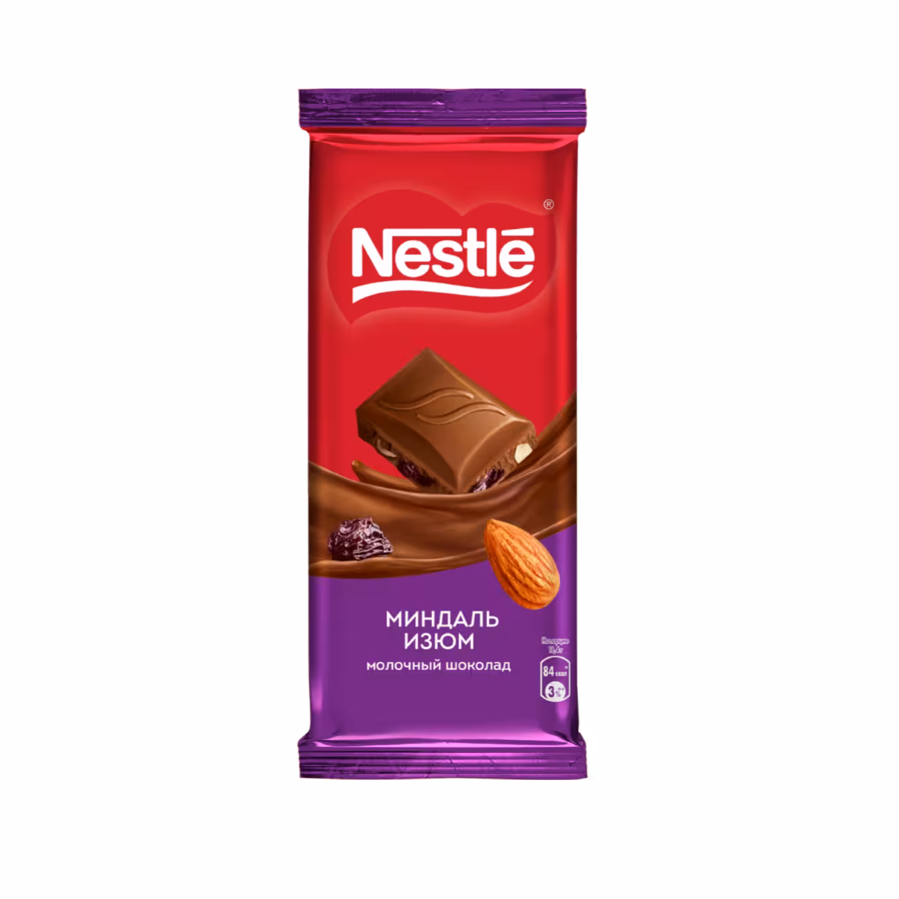 شکلات تخته ای نستله Nestle با طعم بادام وزن 82 گرم