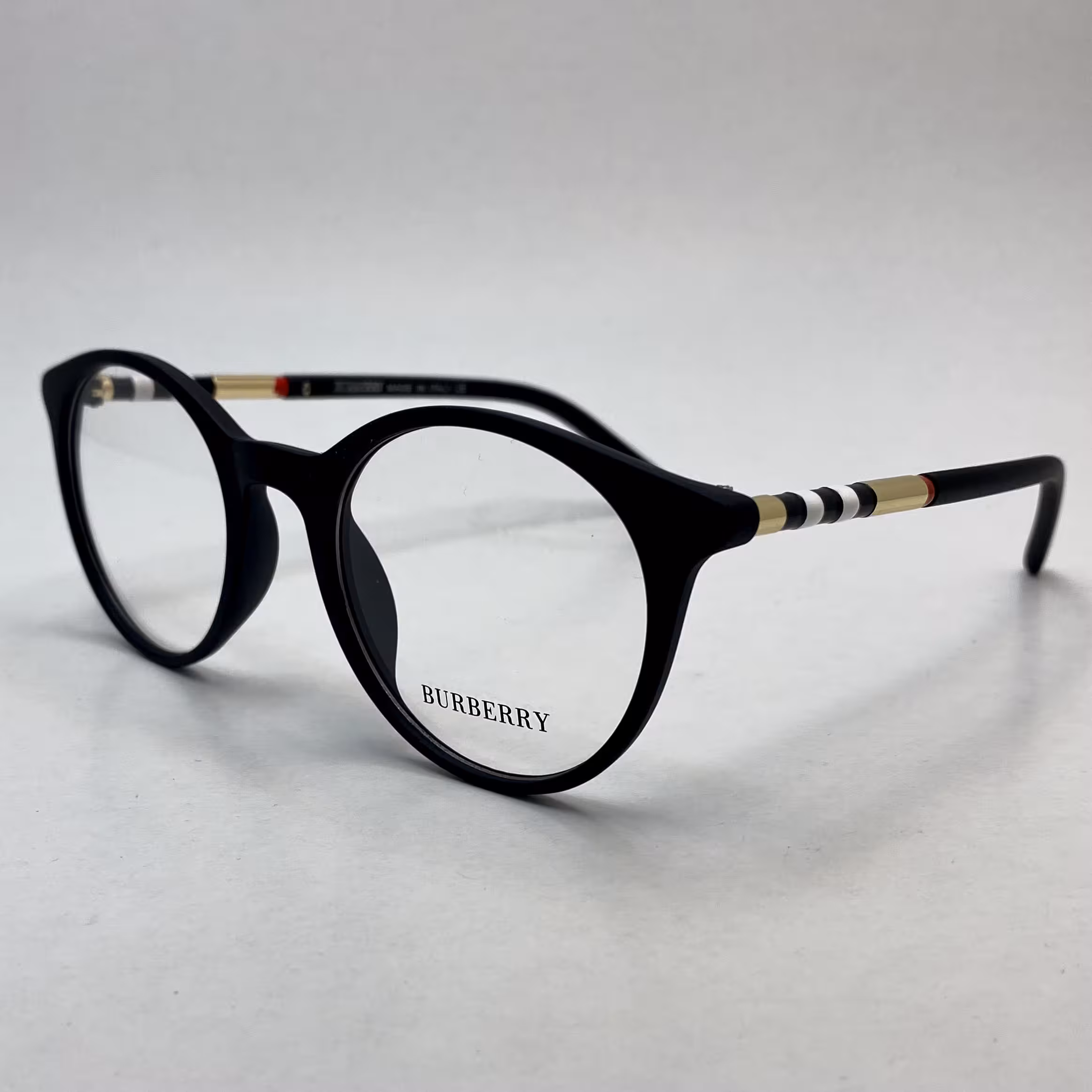 فریم عینک طبی گرد بربری BURBERRY مات در دو رنگ قهوه ای و مشکی