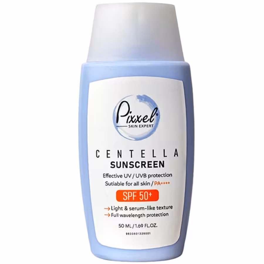 کرم ضدآفتاب SPF50 بی رنگ انواع پوست مدل Centella پیکسل 50 میلی لیتر Pixxel