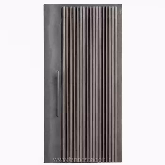 درب حیاط آهنی مدرن طرح کرکره‌ای عمودی با رنگ طوسی تیره – کد 30165