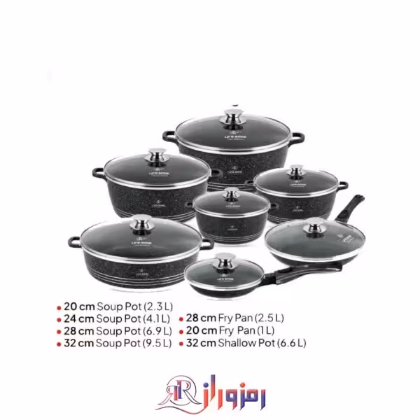 سرویس قابلمه گرانیتی 14 پارچ لایف اسمایل مدل LIFEP7