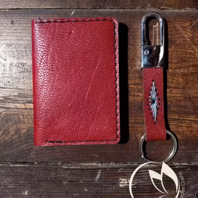 ست جاکلیدی و جاکارتی چرم طبیعی روگا چرم