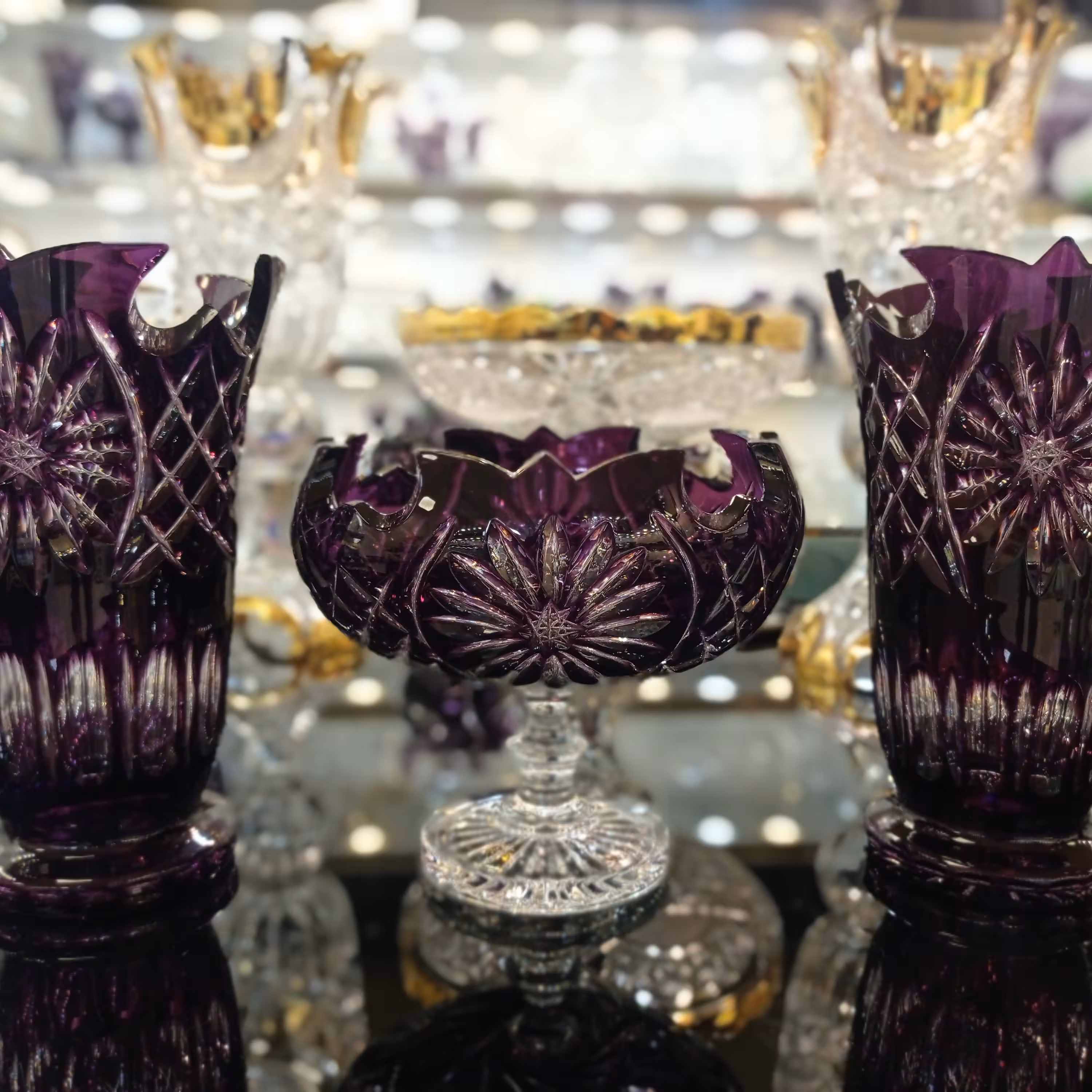 سه تیکه کریستال دوپوست بنفش طرح آیسان کد 0232