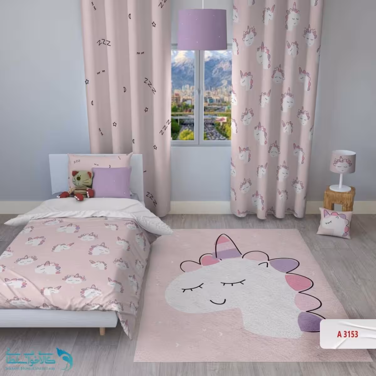 روتختی اتاق کودک طرح تکشاخ خوابالو سایز یکنفره کد A3153