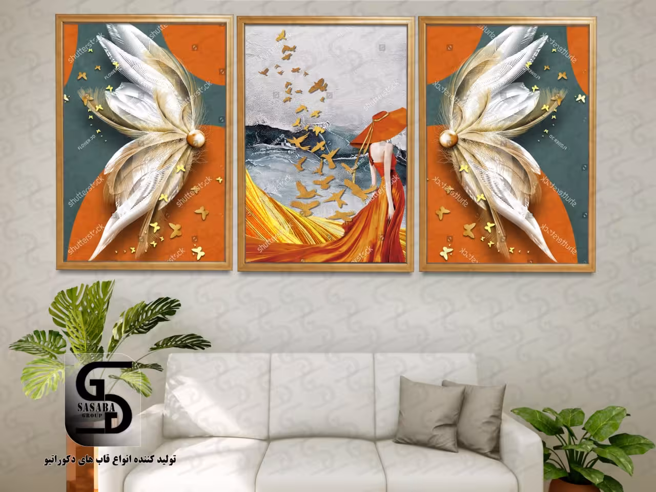 تابلو دکوراتیو سه تکه 60*40 درجه1