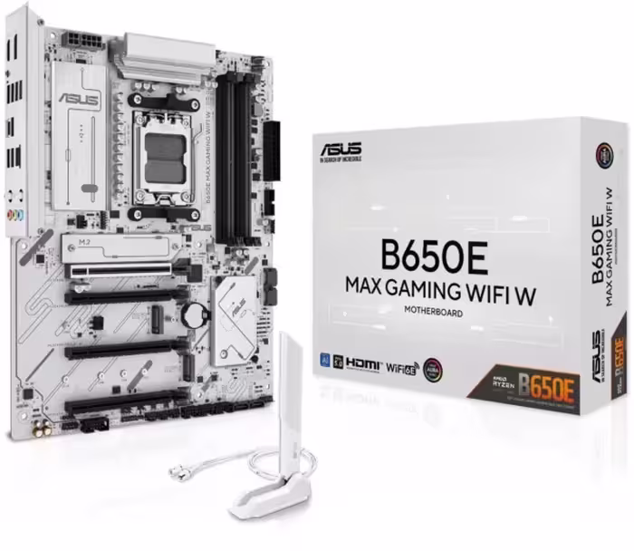 مادربرد گیمینگ ASUS B650E MAX WIFI W | سوکت AM5، پشتیبانی DDR5، PCIe 5.0، وای فای 6E، 3 اسلات M.2، 2.5Gb LAN، USB-C