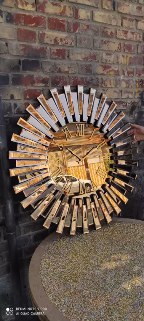 ساعت خورشیدی بزرگ چوب و آینه 2 پله