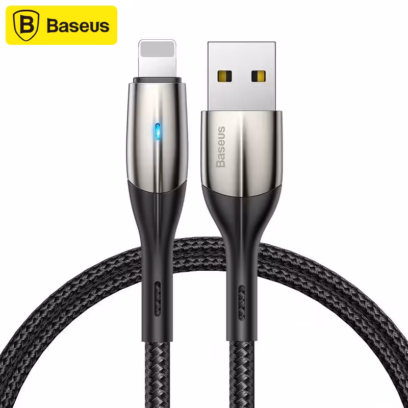 کابل شارژ و انتقال داده لایتنینگ بیسوس Baseus Horizontal Lightning Data Cable 2m CALSP-C01