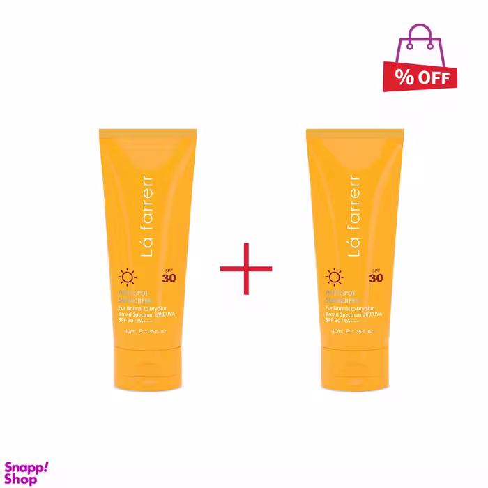 کرم ضد آفتاب و ضد لک لافارر (Lafarrerr) مدل SPF30 Normal To Dry حجم 40 میلی‌‌لیتر مجموعه 2 عددی