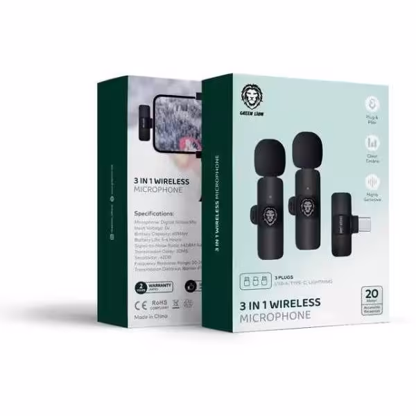 میکروفون 3 در 1 گرین لاین Green Lion 3in1 Wireless Microphone