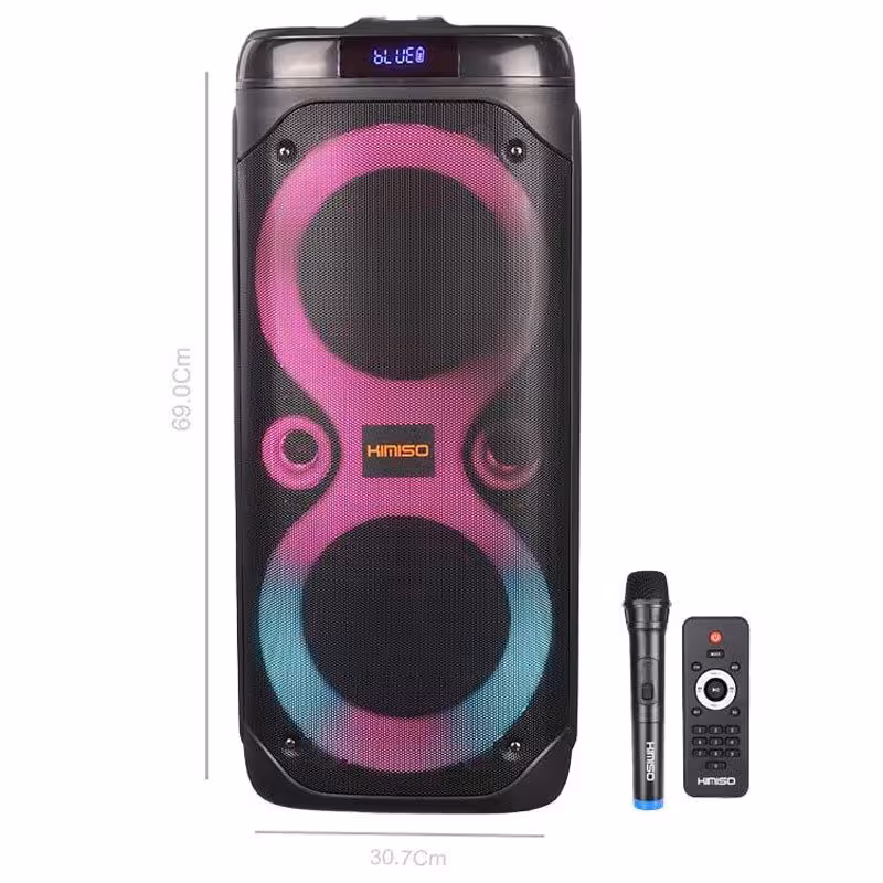 اسپیکر چمدانی بلوتوثی رم و فلش خور Kimiso QS-4220   میکروفون و ریموت کنترل