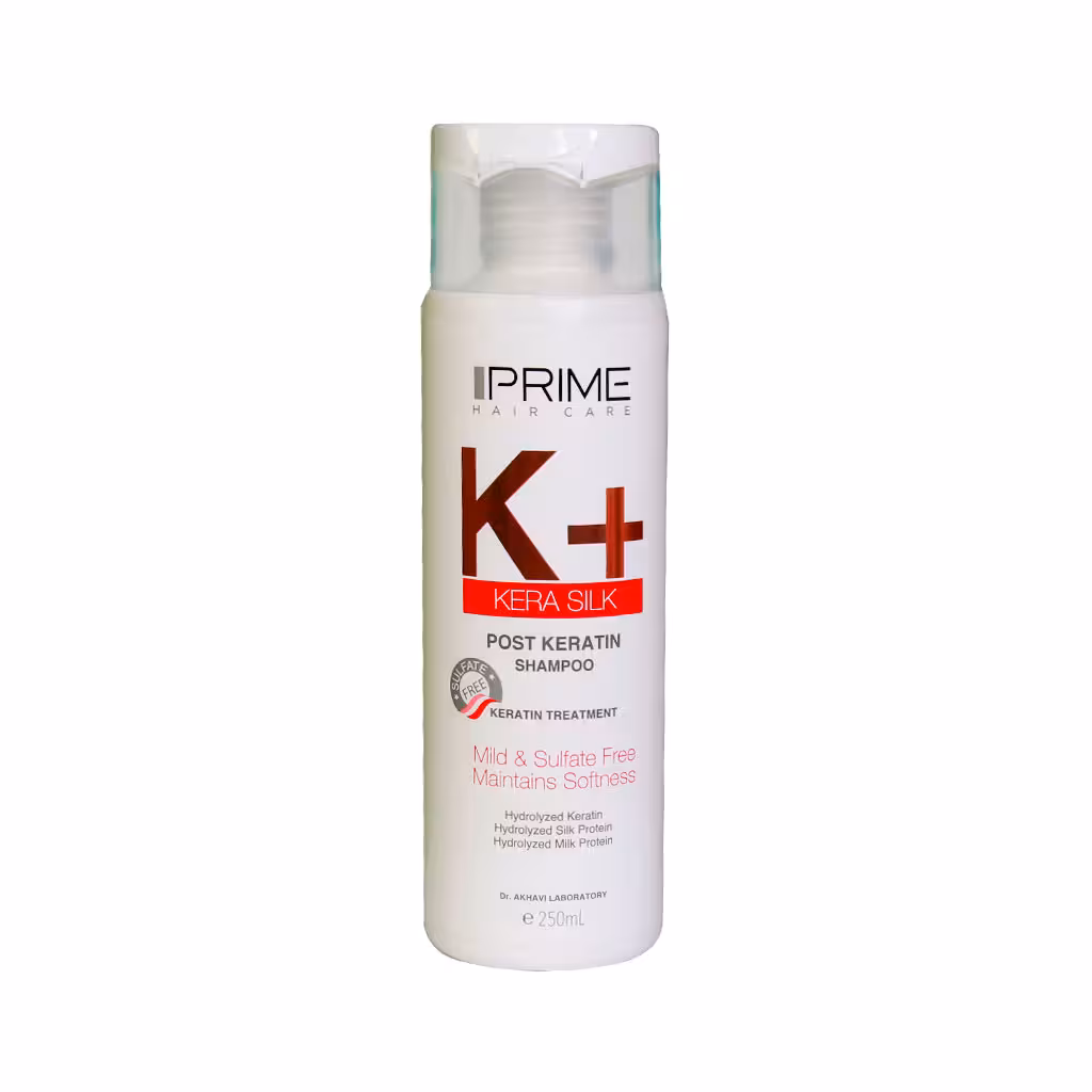 شامپو فاقد سولفات موهای کراتینه شده پرایم مدل K حجم 250 میلی لیتر | Prime K Kera Silk Post Keratin Shampoo