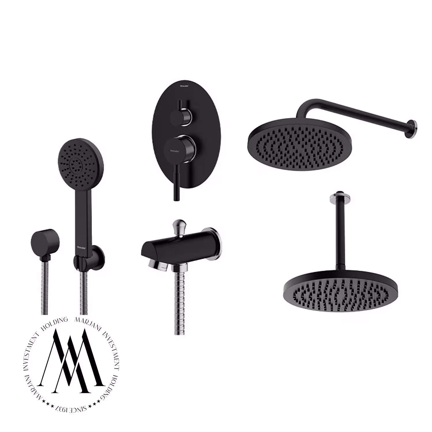 شیر حمام توکار شودر مدل روگنABS تیپ 4 (مشکی کروم)