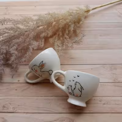 شات دسته دار سرامیکی طرح خرگوش