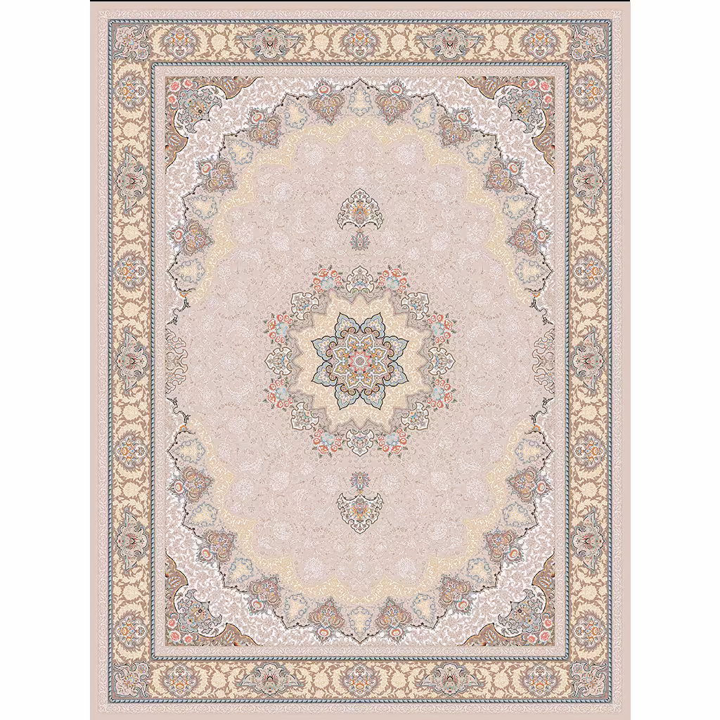 فرش ماشینی 1200 شانه دستباف گونه گل برجسته طرح سپاهان