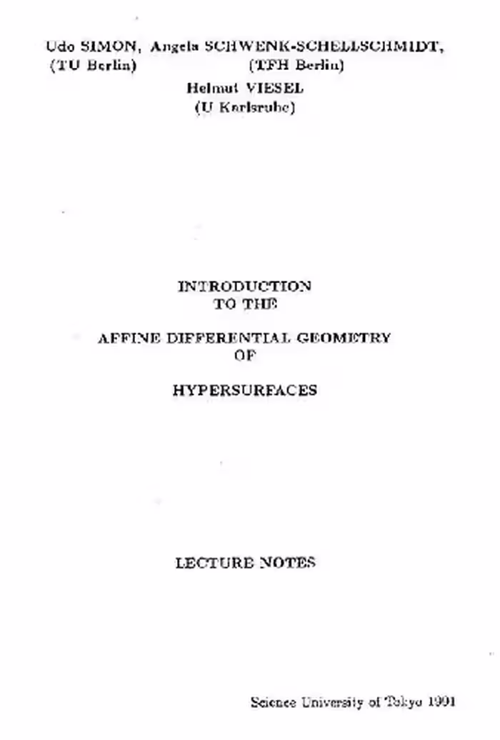 خرید و دانلود نسخه کامل کتاب Introduction to affine differential geometry of hypersurfaces