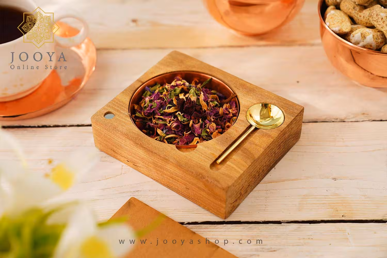 ظرف مسی و چوبی مدل گندم