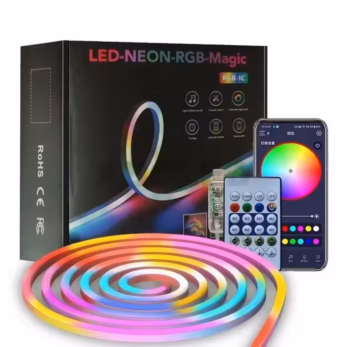 ریسه نئون فلکسی مدل LED-NEON-RGB-IC برنامه پذیر 5 متری