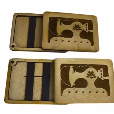 جاسوزنی چوبی طرح چرخ خیاطی کد 6002