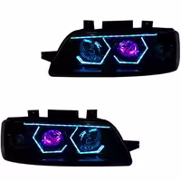 خرید چراغ جلو اسپرت پژو 405 SLX مدرن مدل 3D-Wolf آبی یخی با دویل بنفش داخل مشکی بدون موتور دو عددی | اتوموبی