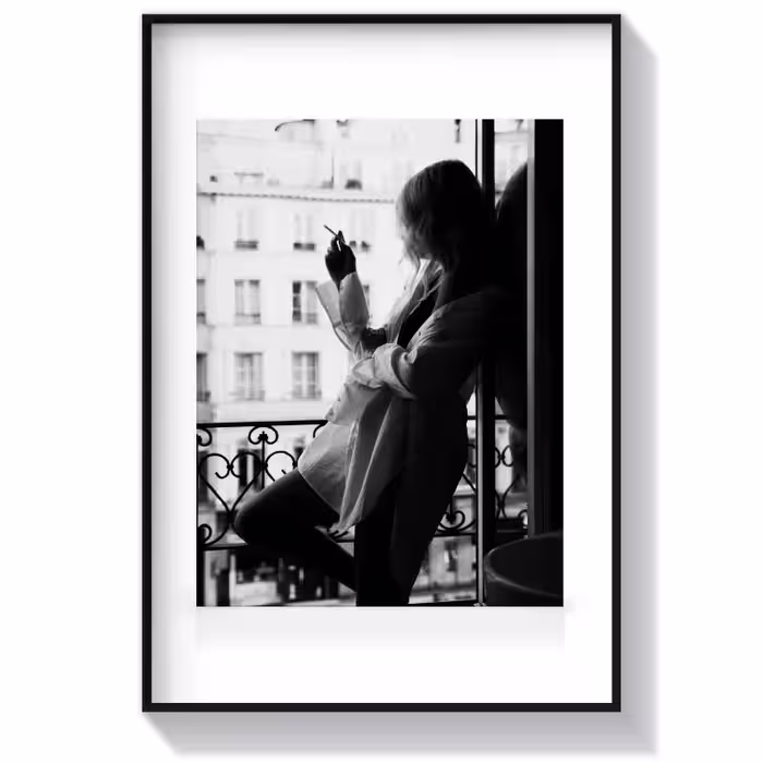 تابلو سیاه سفید طرح Smoking in Paris