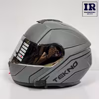 کلاه کاسکت بلوتوث دار فک متحرک تکنو Tekno - طوسی مات   T6