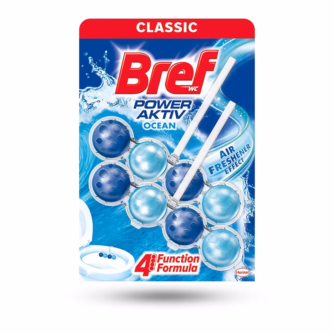 قرص بوگیر توالت فرنگی بریف BREF توپی رایحه نسیم اقیانوس بسته 8 عددی