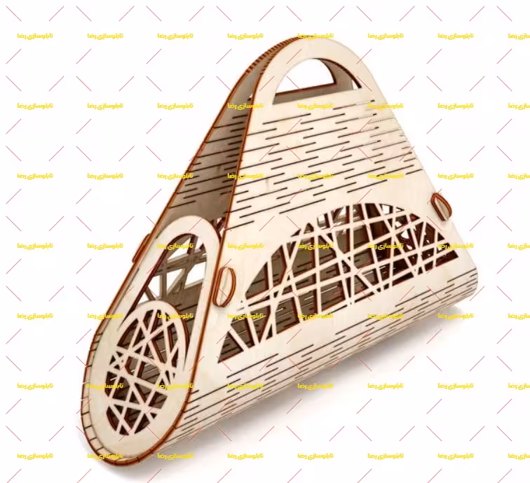 دانلود طرح آماده لیزر باکس یا جعبه یا استند کیف مثلثی چوبی کد 2049