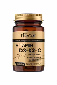 قرص ویتامین D3 K2 C برند Lifecell - بسته 60 عددی