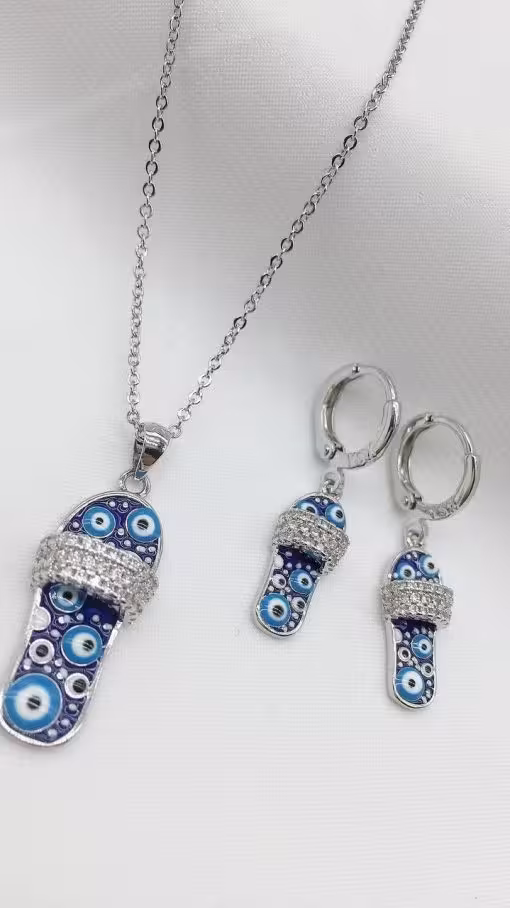 نیم ست رنگ ثابت استیل چشم نظر کد 0215