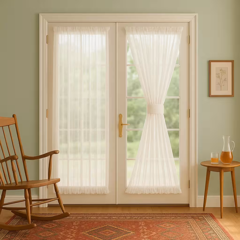 پرده پشت پنجره ای حریر بافت‌دار سفید