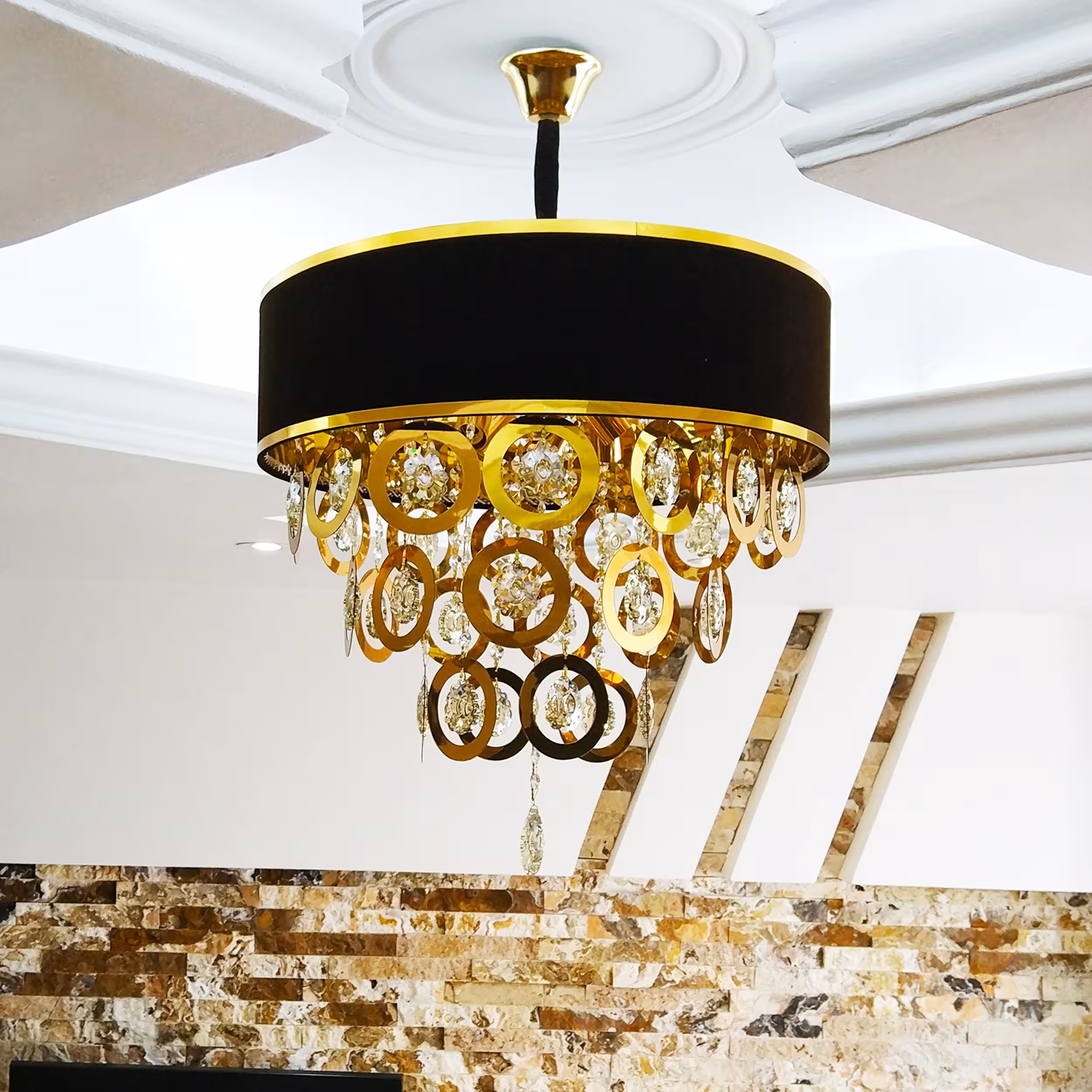 لوستر شیددار طرح ارکیده قطر 50 (طلایی، نقره ای) با رنگ بندی متنوع شید