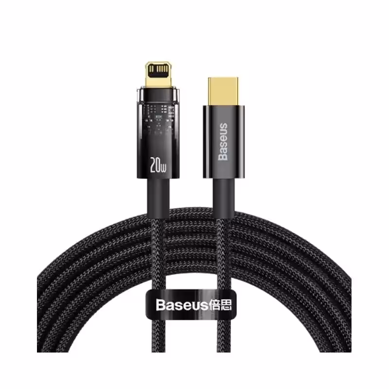 کابل شارژ iP به Type-C باسئوس مدل Explorer Series Auto Power-Off با طول 2 متر 20 وات