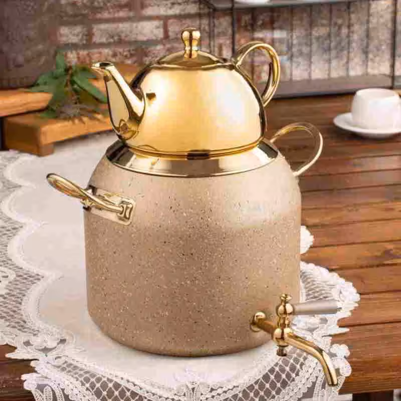 کتری قوری شیر دار 6لیتر گرانیت کرم ریور کد 5844