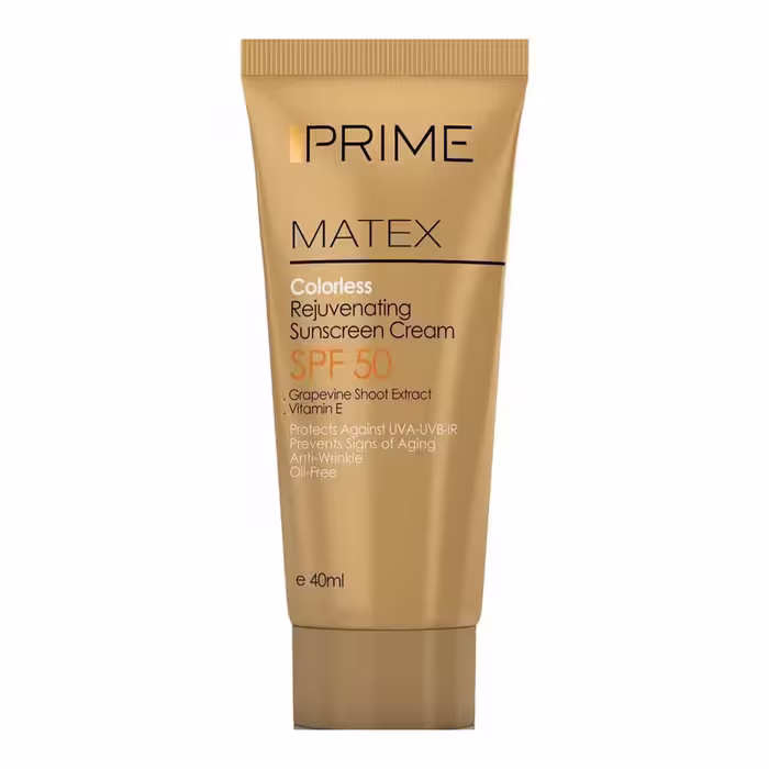 کرم ضد آفتاب جوان کننده مدل MATEX COLORLESS پریم- PRIME