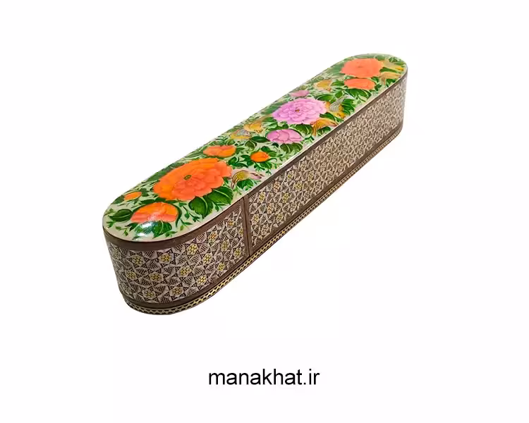 جاقلمی خوشنویسی خاتم کاری کشویی گل و مرغ طرح 2