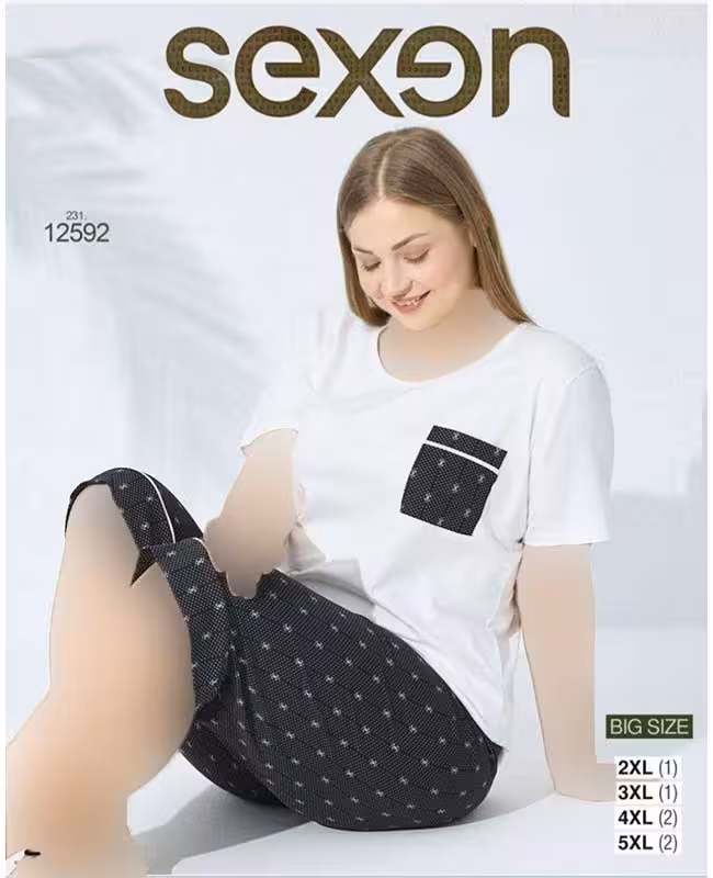 تیشرت شلوارک سایز بزرگ زنانه کد 12592