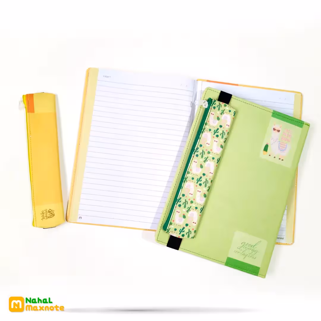 دفتر 100 برگ دوختی چرمی با جامدادی کد 9105.طرح 2