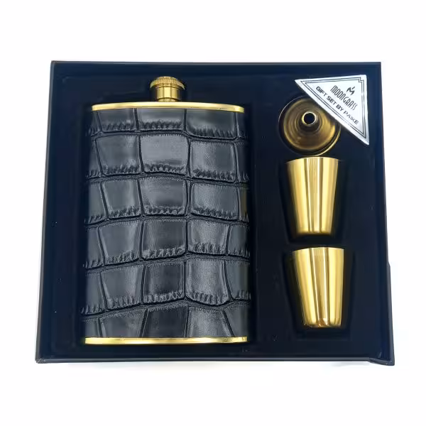 ست قمقمه جیبی دو شات مدل چرم کد a530373