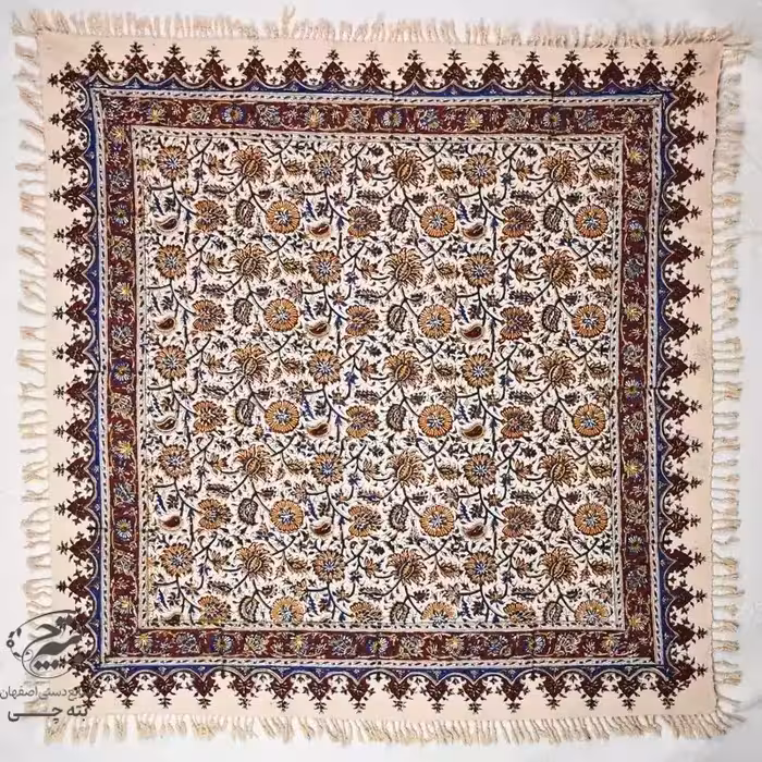 رومیزی سفره قلمکار یک متری طرح گلدانی