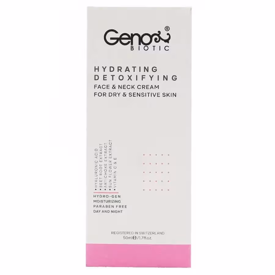 کرم رطوبت رسان صورت و گردن پوست خشک و حساس ژنوبایوتیک 50 میلی‌لیتر GenoBiotic