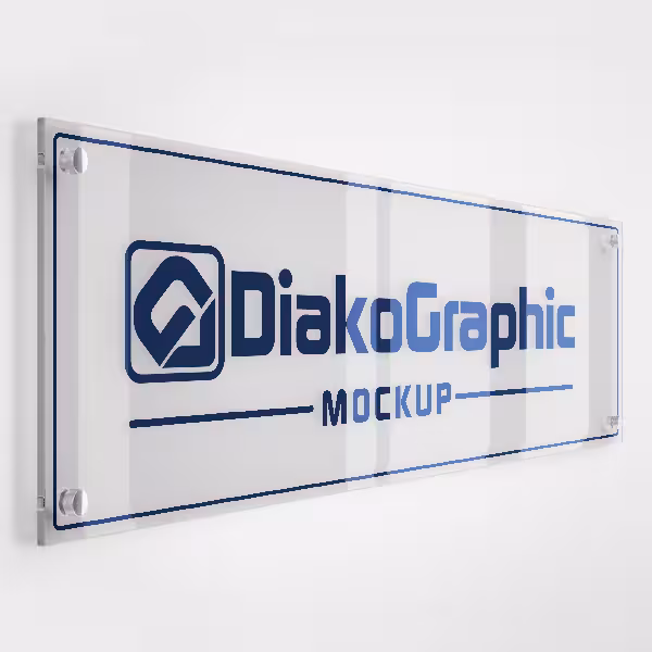 دانلود موکاپ نمایش لوگو شیشه ای به صورت لایه باز برای فتوشاپ PSD