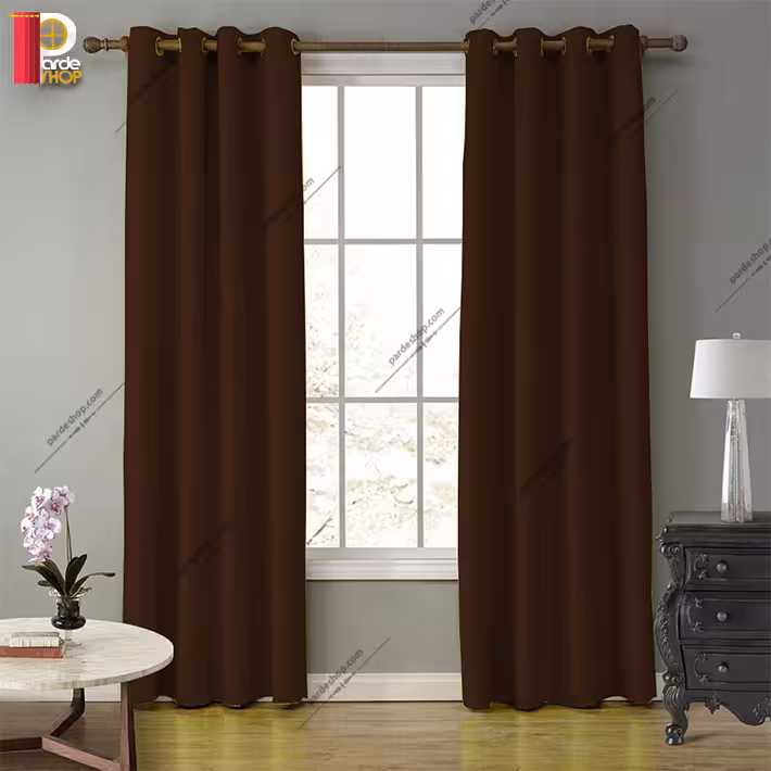 پرده پانچی هازان (کتان) رنگ قهوه‌ای سوخته