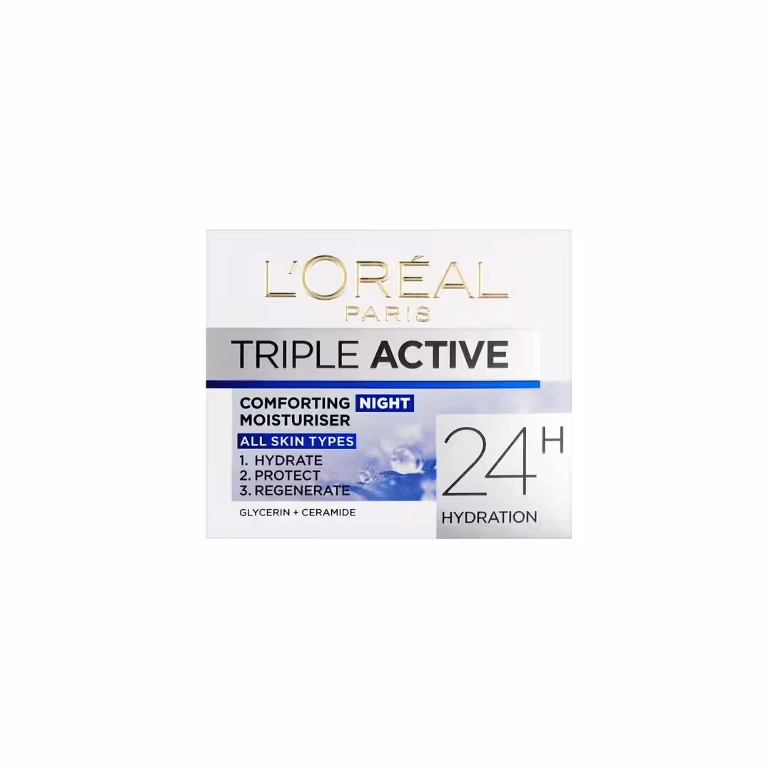 کرم آبرسان شب لورال تریپل اکتیو حجم 50 میلی‌لیتر  Loreal triple active comforting moisturiser night 24H – All Skin Type