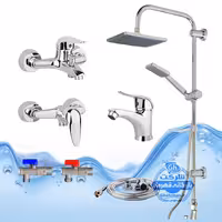 ست 7 عددی شیرآلات برند آیدا صنعت مدل قهرمان | روشویی   حمام   توالت   علم دوش رسوب‌گیر اتومات   شلنگ توالت   2 عدد پیسوار | کروم براق