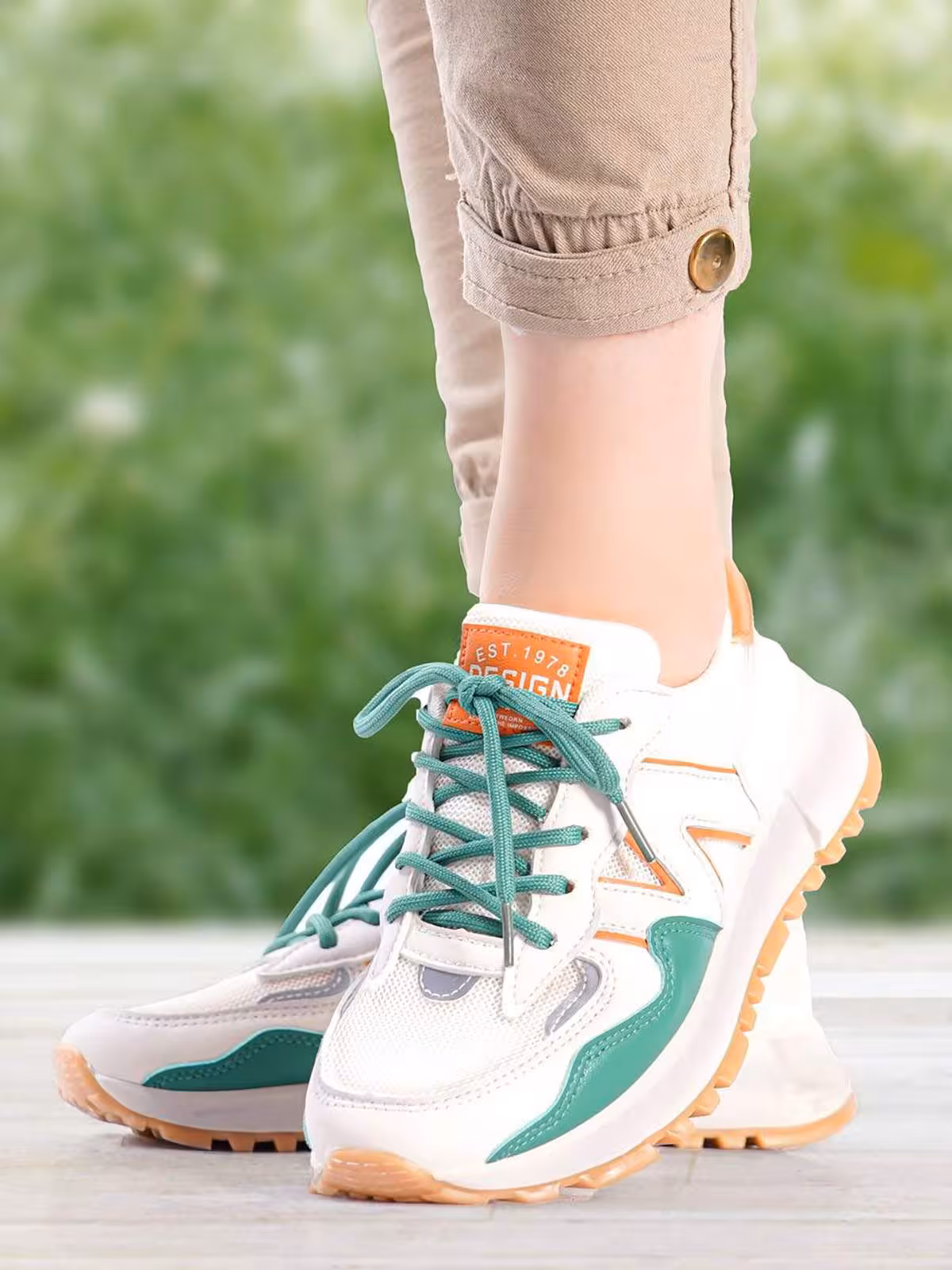 کفش پیاده روی زنانه مدل 3066 رنگ سفید-سبز