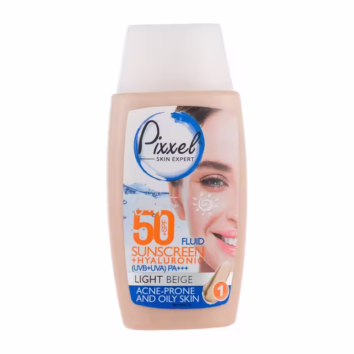 ضد آفتاب رنگی پیکسل پوست چرب، جوش‌دار و مختلط SPF50 | بافت سبک و جذب سریع | مناسب پوست‌های حساس