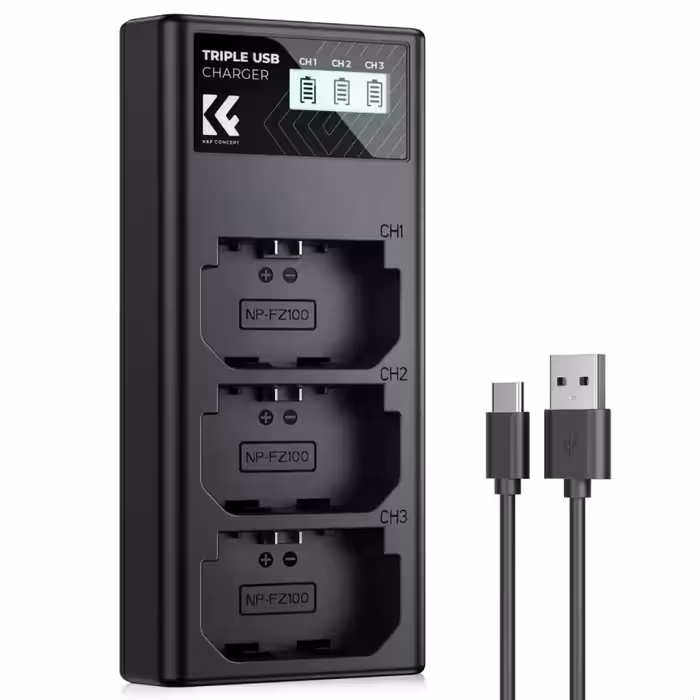 شارژر کی اند اف سه تایی K&F Concept NP-FZ100 Battery Charger SKU KF28.0061